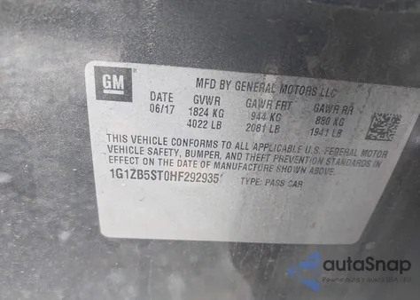 2017 Chevrolet Malibu Ls from USA, damaged, VIN 1G1ZB5ST0HF292935